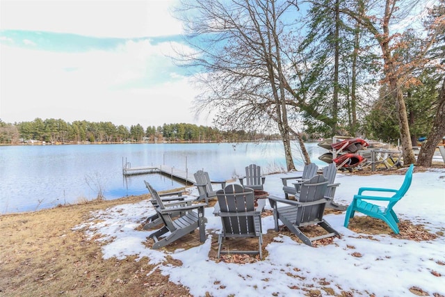 N1416 W Stratton Rd, Waupaca, WI 54981 - dock with an outdoor fire pit and a water view