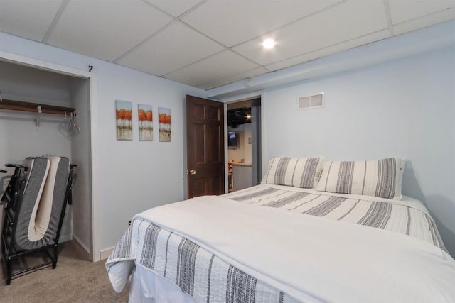 N1416 W Stratton Rd, Waupaca, WI 54981 - carpeted bedroom with a drop ceiling and baseboards