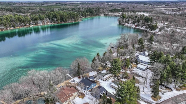 N1416 W Stratton Rd, Waupaca, WI 54981 - aerial overview of property's location featuring a large body of water and a forest