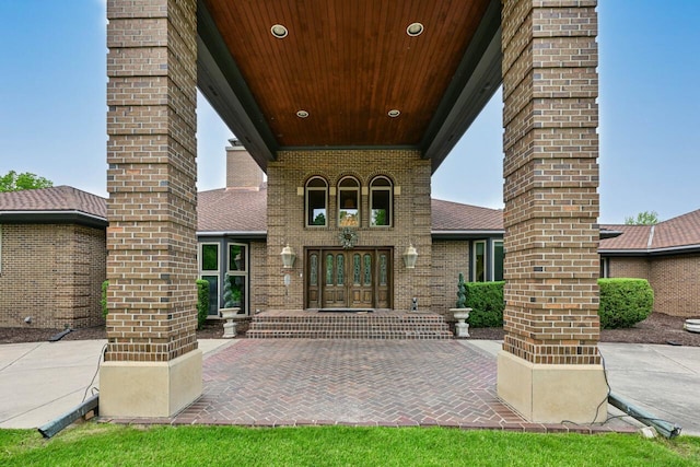 S82W15980 Bass Bay Ln, Muskego, WI 53150 - doorway to property with french doors and brick siding
