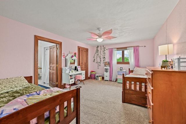 S82W15980 Bass Bay Ln, Muskego, WI 53150 - bedroom featuring carpet flooring, ceiling fan, and connected bathroom