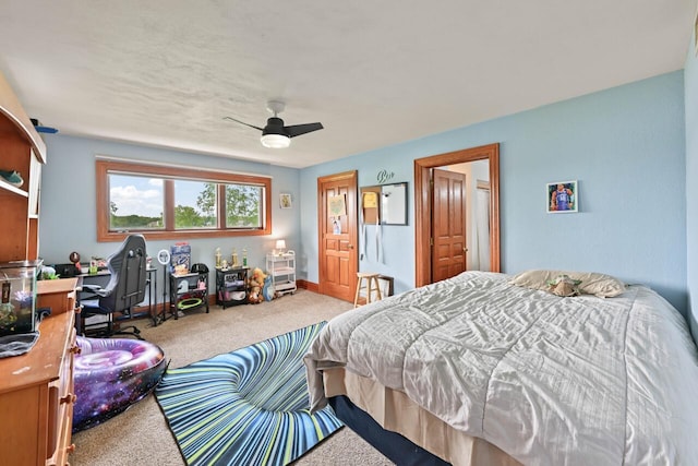 S82W15980 Bass Bay Ln, Muskego, WI 53150 - carpeted bedroom featuring a ceiling fan, an office area, and baseboards