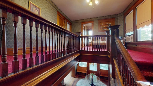 300 S Vine Ave, Marshfield, WI 54449 - stairs with wallpapered walls