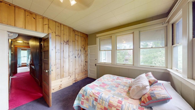 300 S Vine Ave, Marshfield, WI 54449 - carpeted bedroom featuring multiple windows and wooden walls
