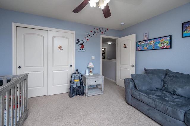1712 Galena Dr, Port Washington, WI 53074 - carpeted bedroom with a closet and a ceiling fan