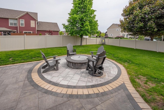 1712 Galena Dr, Port Washington, WI 53074 - view of patio featuring a fire pit