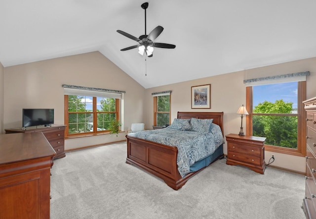N66W13568 Crestwood Dr, Menomonee Falls, WI 53051 - bedroom with lofted ceiling, light colored carpet, baseboards, and ceiling fan