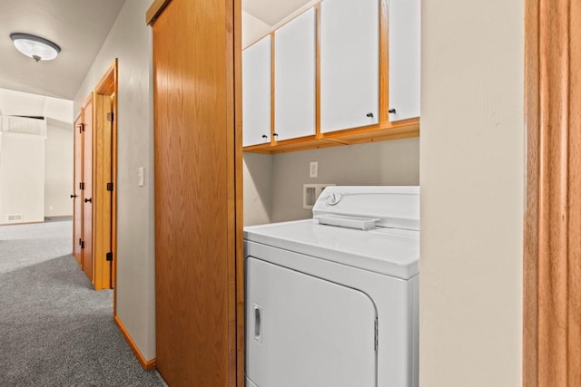 2225 Paul Rd, Manitowoc, WI 54220 - washroom with washer / clothes dryer, cabinet space, and carpet flooring