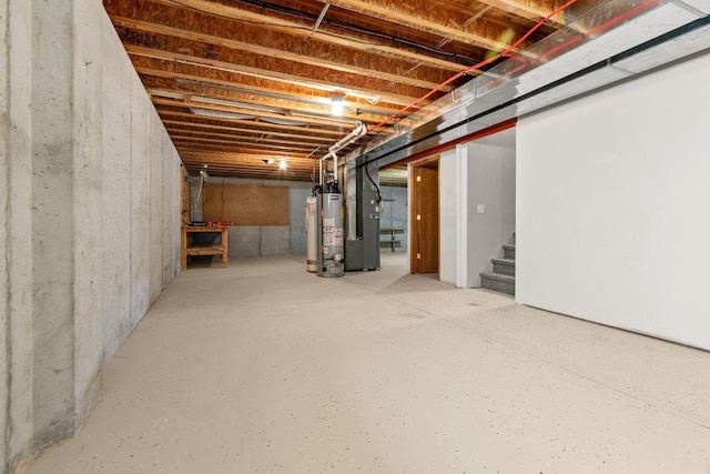 2225 Paul Rd, Manitowoc, WI 54220 - unfinished below grade area featuring water heater, stairs, and heating unit