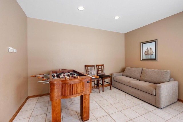 N2281 Lakewood Ln, Chilton, WI 53014 - game room featuring light tile patterned flooring, baseboards, and recessed lighting