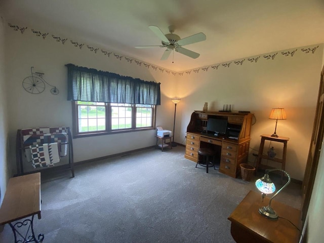 1430 Sherwood Ct, Wisconsin Rapids, WI 54494 - carpeted office space with ceiling fan and baseboards