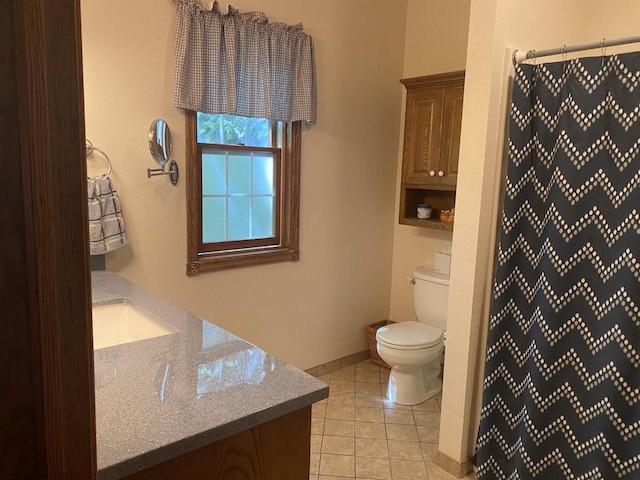 1430 Sherwood Ct, Wisconsin Rapids, WI 54494 - full bathroom featuring vanity, toilet, tile patterned floors, and curtained shower