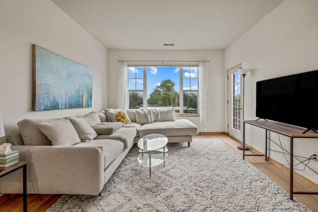 10900 W Bluemound Rd Unit 310, Wauwatosa, WI 53226 - living area with wood finished floors and a textured ceiling