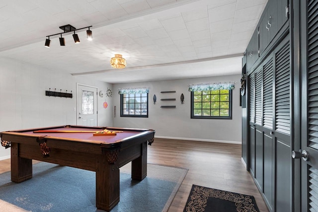 1037 S Union St, Shawano, WI 54166 - rec room featuring wood finished floors, baseboards, and pool table