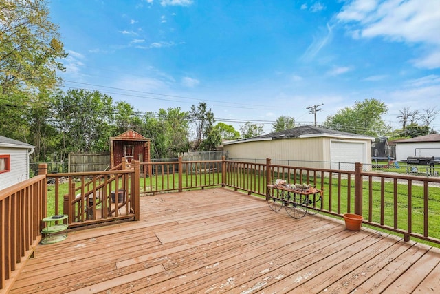 8721 W Douglas Ave, Milwaukee, WI 53225 - wooden terrace with a detached garage