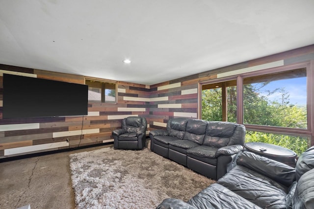 1104 Cavalier Dr, Waukesha, WI 53186 - living room featuring wooden walls and recessed lighting