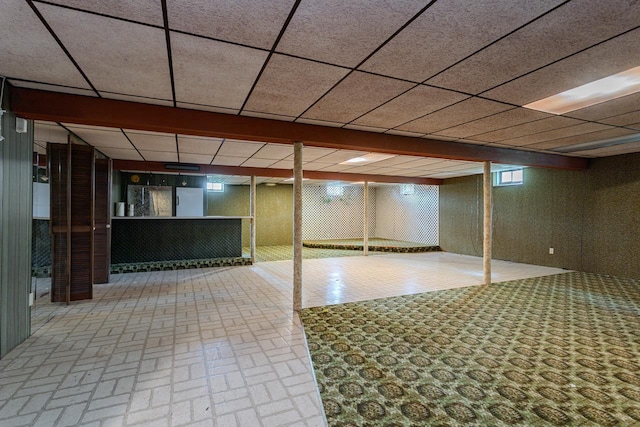 419 E Beech St, Edgar, WI 54426 - finished basement with a drop ceiling and brick patterned floors