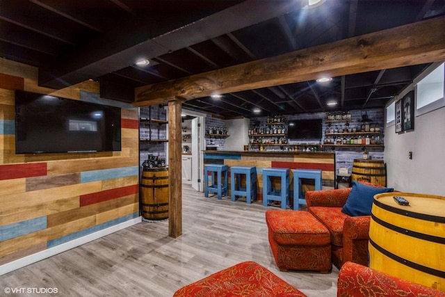 2590 S 91st St, West Allis, WI 53227 - indoor bar with wood finished floors and wooden walls