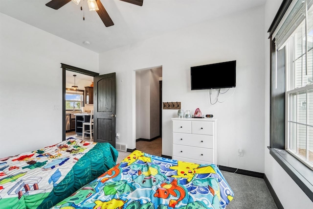 3815 Stone Wall Dr, De Pere, WI 54115 - bedroom with carpet, baseboards, and a ceiling fan