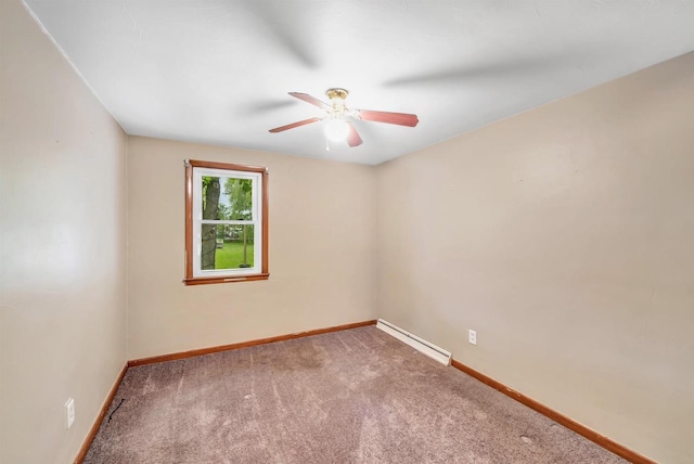 1945 Eastman Ave, Green Bay, WI 54302 - carpeted empty room featuring ceiling fan, baseboard heating, and baseboards