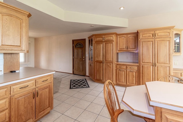 N2594 State Road 76, Hortonville, WI 54944 - kitchen featuring light tile patterned flooring, light countertops, recessed lighting, and baseboards