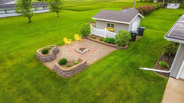 201 N 3rd St, Colby, WI 54421 - view of green lawn with an outbuilding and a patio