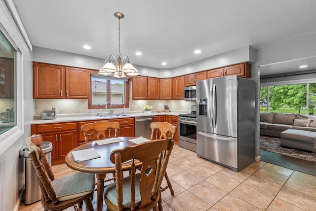 116 Woodward St, Fond Du Lac, WI 54935 - kitchen featuring appliances with stainless steel finishes, a sink, light countertops, decorative backsplash, and recessed lighting
