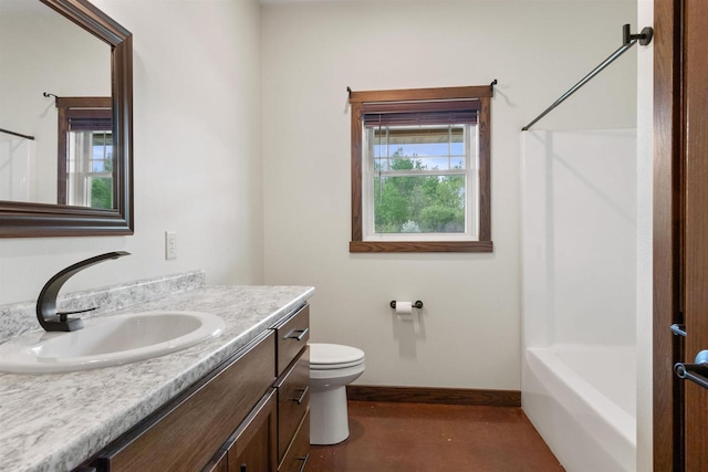 7947 Victoria Ct, Hewitt, WI 54441 - full bathroom featuring vanity, healthy amount of natural light, toilet, and baseboards