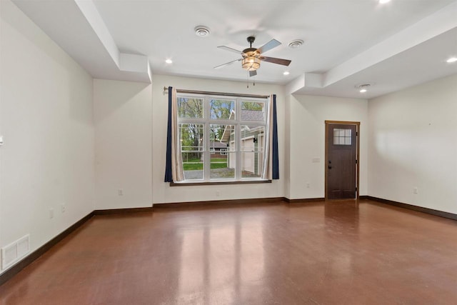 7947 Victoria Ct, Hewitt, WI 54441 - unfurnished room with baseboards, ceiling fan, concrete flooring, and recessed lighting