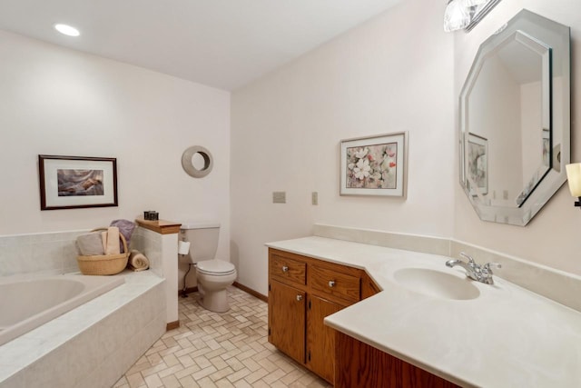 16625 Tanglewood Dr, Brookfield, WI 53005 - full bath with toilet, a garden tub, vanity, and recessed lighting