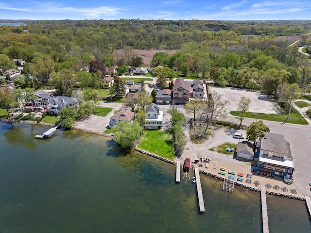 W278N2381 Prospect Ave, Pewaukee, WI 53072 - aerial view of property and surrounding area with a nearby body of water, a heavily wooded area, and nearby suburban area