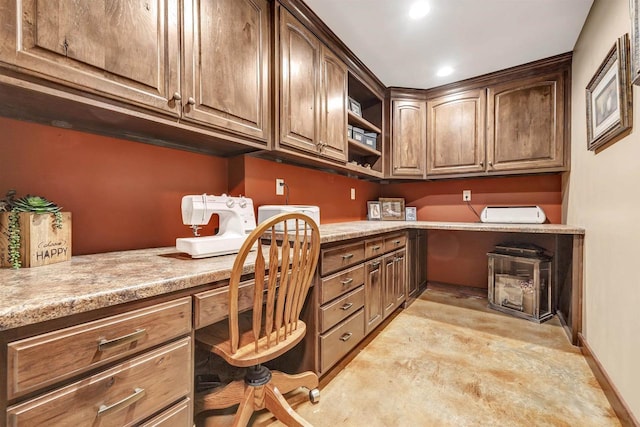 W12900 W Shore Dr, Crivitz, WI 54114 - office area with built in desk, recessed lighting, and baseboards