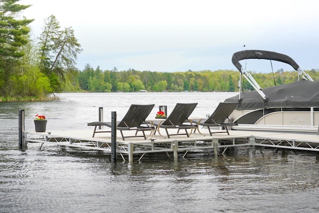 W12900 W Shore Dr, Crivitz, WI 54114 - dock featuring a water view and a forest view