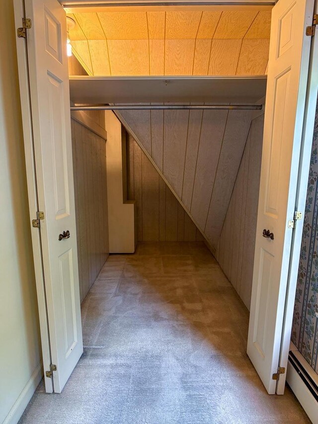 315 Lampert St, Oshkosh, WI 54901 - below grade area featuring light colored carpet and a baseboard heating unit