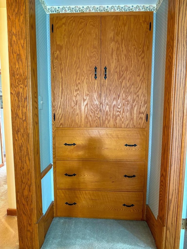 315 Lampert St, Oshkosh, WI 54901 - hallway with wallpapered walls and carpet