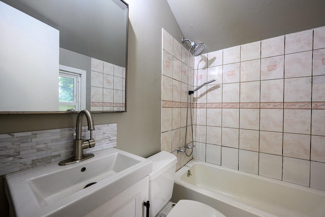 3776 S 16th St, Milwaukee, WI 53221 - full bath featuring tasteful backsplash, toilet,  shower combination, and vanity