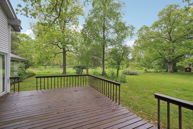 954 N Dousman Rd, Summit, WI 53066 - wooden terrace with a lawn and view of scattered trees