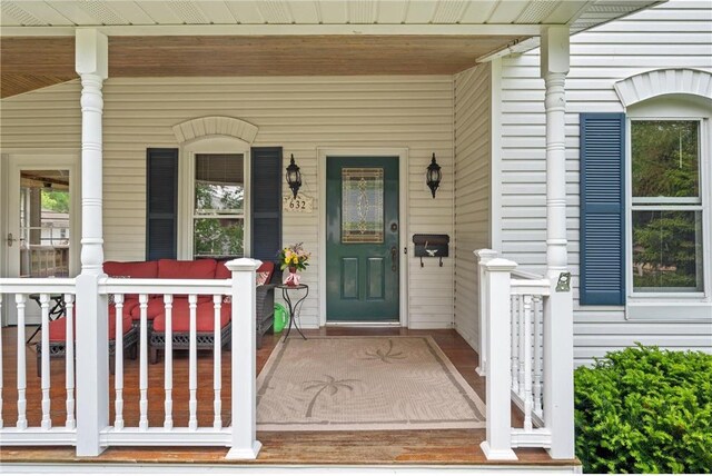 632 E 2nd St, New Richmond, WI 54017 - view of exterior entry featuring covered porch