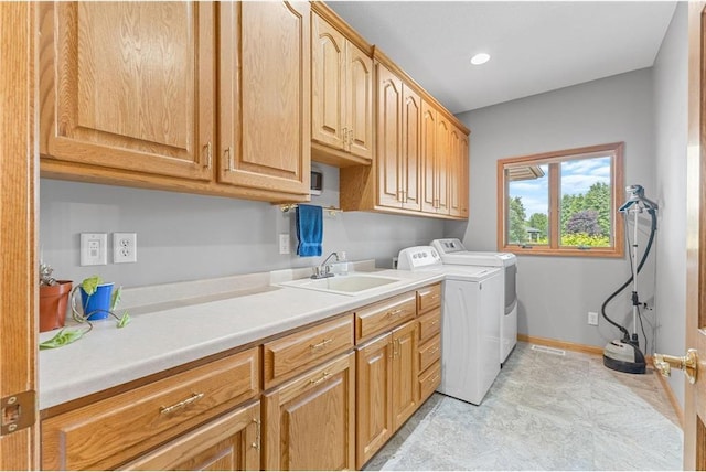 1115 S Trappers Xing, Hugo, MN 55038 - washroom featuring cabinet space, independent washer and dryer, and baseboards