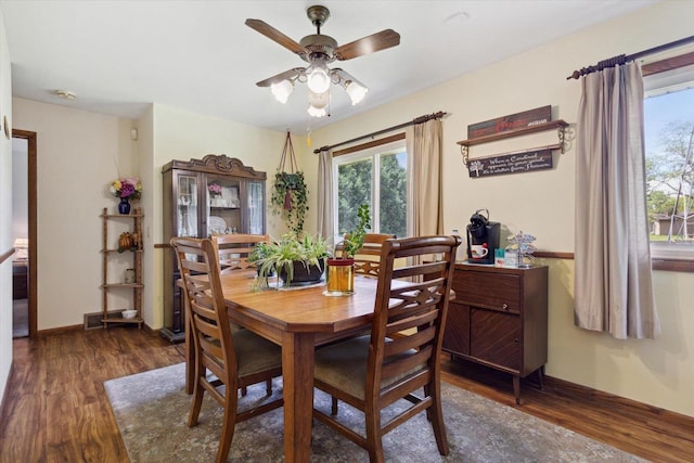 551 N Crosby Ave, Janesville, WI 53548 - dining room with ceiling fan, healthy amount of natural light, and wood finished floors