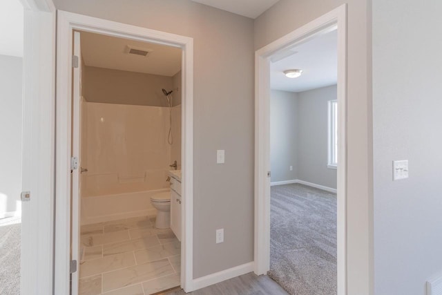 6308 Perch Dr, Weston, WI 54476 - full bath with  shower combination and marble look tile flooring