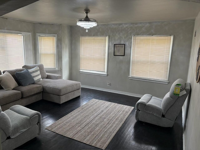 2825 N 62nd St, Milwaukee, WI 53210 - living area featuring baseboards, dark wood finished floors, and plenty of natural light