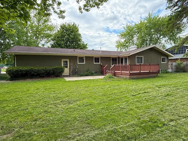 1124 Tullar Rd, Neenah, WI 54956 - back of house with a deck and a chimney