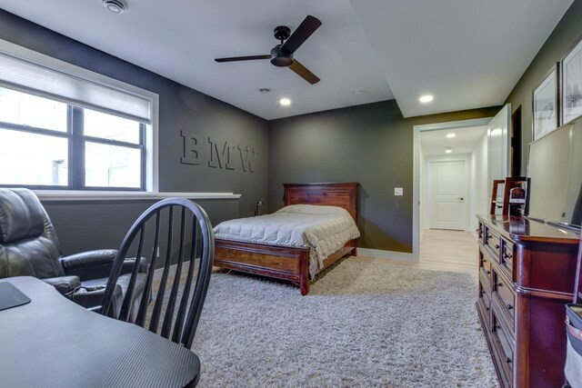 E12785 Wynding Way, Merrimac, WI 53561 - bedroom with recessed lighting, baseboards, and a ceiling fan