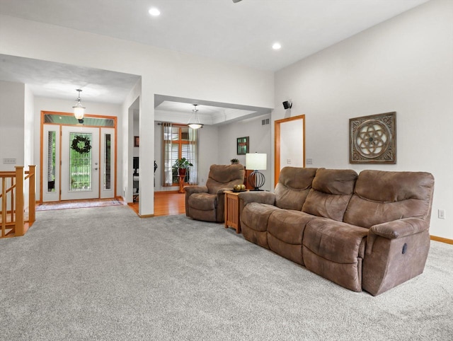 5605 N Mcnichols Dr, Milton, WI 53563 - carpeted living room with recessed lighting and baseboards