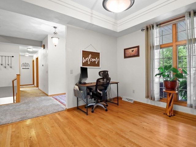 5605 N Mcnichols Dr, Milton, WI 53563 - home office featuring light wood-type flooring and baseboards