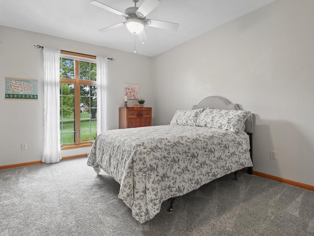 5605 N Mcnichols Dr, Milton, WI 53563 - bedroom featuring carpet flooring, baseboards, and a ceiling fan