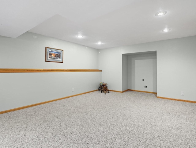 5605 N Mcnichols Dr, Milton, WI 53563 - finished basement featuring carpet floors, baseboards, and recessed lighting