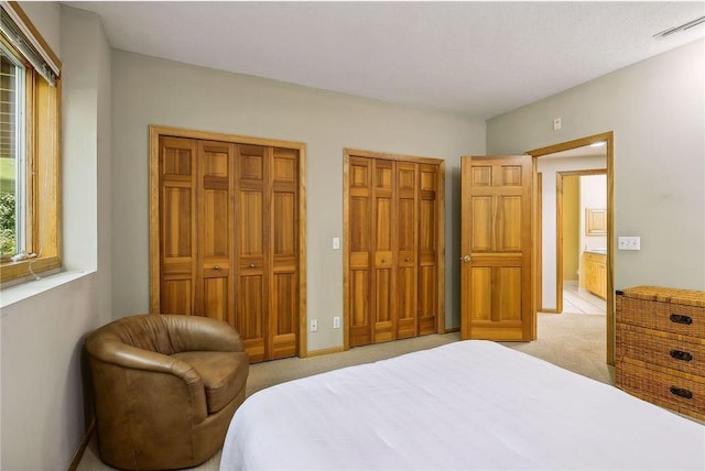 689 Brookside Ln, Mendota Heights, MN 55118 - bedroom with two closets, light colored carpet, and baseboards