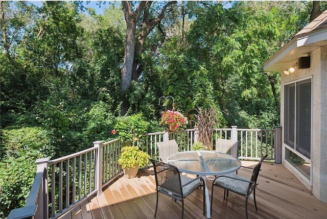 689 Brookside Ln, Mendota Heights, MN 55118 - wooden terrace with outdoor dining space